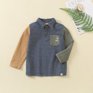 China Wholesale baby boy clothing long sleeve 100% cotton polo t-shirt for kids baby stripe school uniform polo boys t-shirts on sale