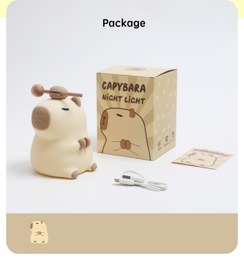 Funny Cartoon Capybara Night Light Tap Control 1200mAh Rechargeable Sleeping Night Light With 7 Changeable Color
