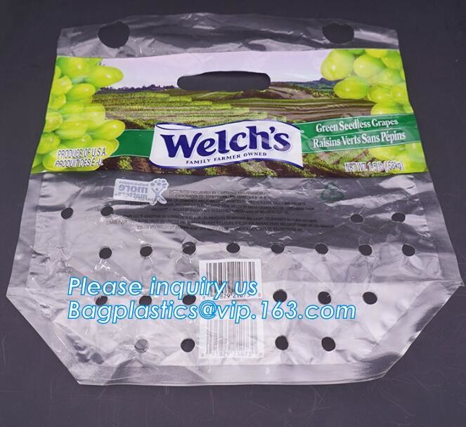 LDPE k aseptic grape bag,cherry bag,fruit bag with hole/slider k fruit bag with air holes for grape packagin
