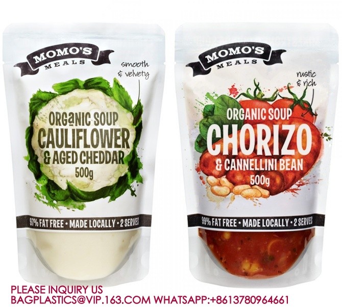 soup Pouch Microwavable Good Grade Stand Up Cooking Retort Pouch For Soup Food Packing