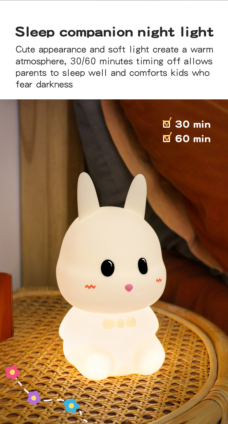 Touch Control Custom Home Decorative Luminous Light Rabbits Animal Lamp LED Night Light