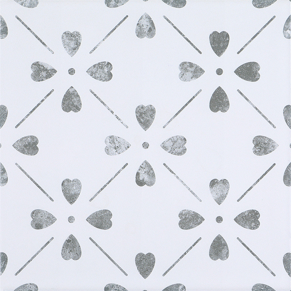 White 20x20cm Wear-Resistance Indoor Floral Ceramic Rustic Floor Tiles For Bathroom And Non-Slip Wall Tile For Living Room
