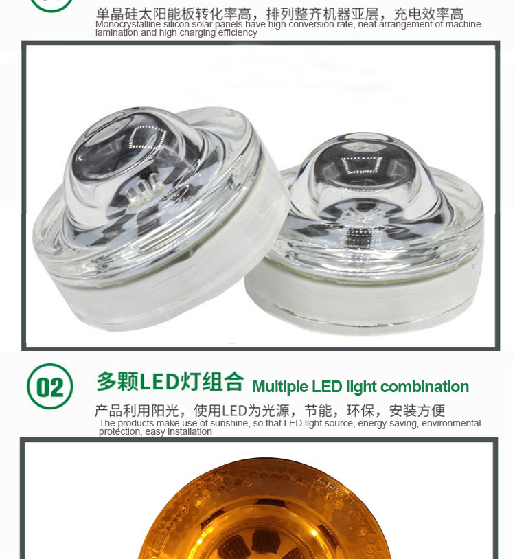 Road Traffic Equipment Solar Flashing Light Glass Road Stud with High Visible