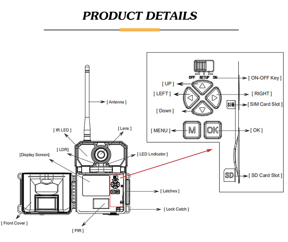 Infrared Digital 4G Trail Camera For Animal Monitoring IP67 Waterproof