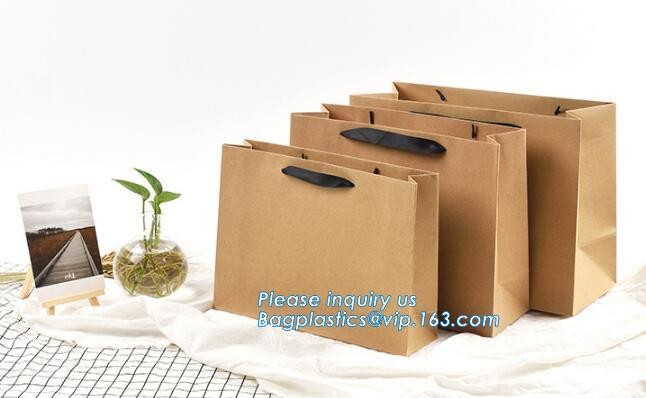 Customized Red Printed Kraft Paper Shopping Bag with Ribbon Handles and Bowknot,Kraft Paper Shopping Bag with Kinds off
