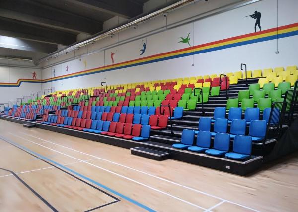 Floor Mounted Football Stadium Bleachers , Retractable Bleacher Seating With