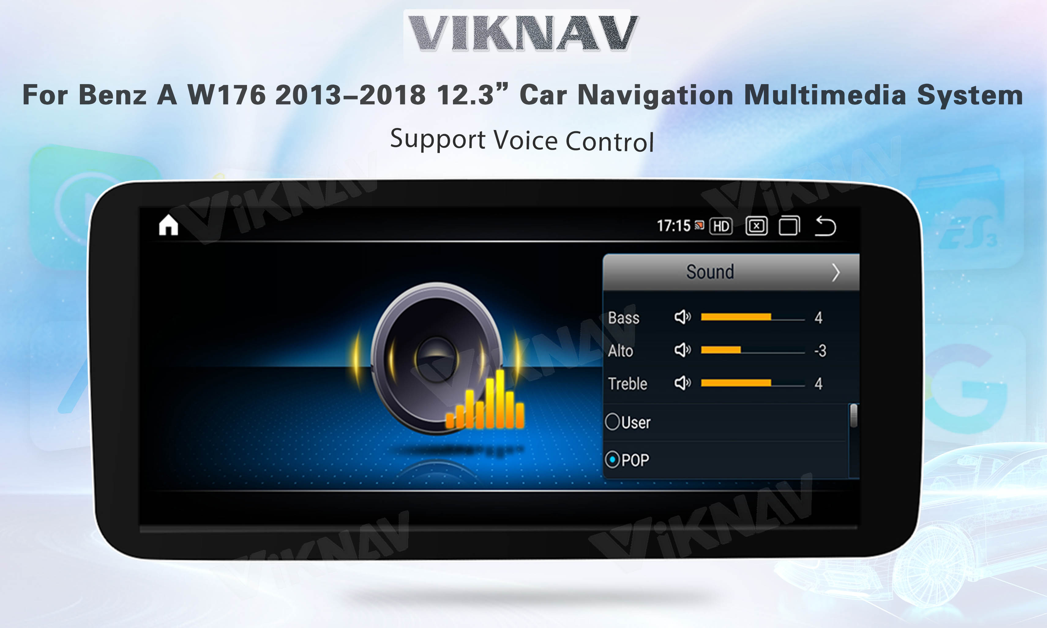 Viknav 12.3 Inch Android For Benz A W176 CLA C117 GLA X156 G W463 2013-2018 GPS Car With Screen Radio Player (NTG5.0)