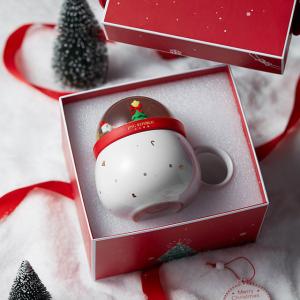 China Cute Christmas Mug Creative Men Women Ceramic Mug With Lid Large Couple Drinking Coffee Mug on sale