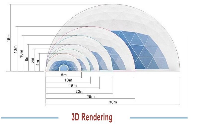 16M Diameter PVC Geodesic Dome Tent Outdoor Hotel Igloo Party Tents Big Exhibition Dome Tent