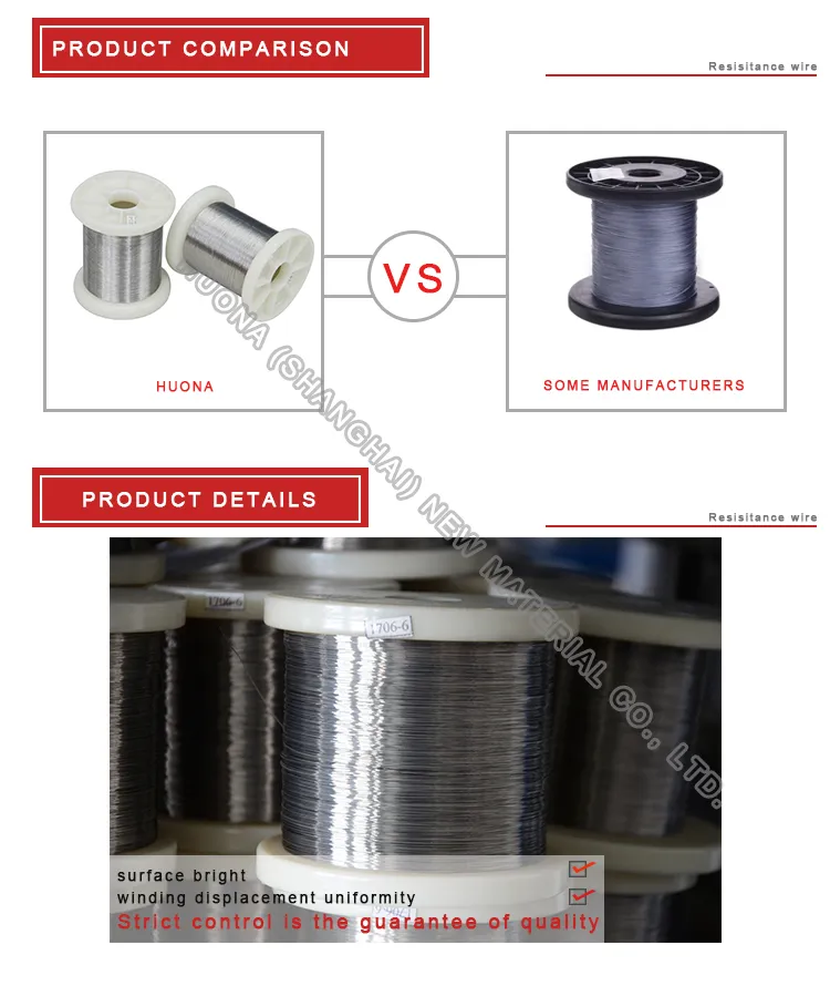 Manufacture Nickel Karma/Evanohm Wire Precision Alloy Wire For Defrost Machine