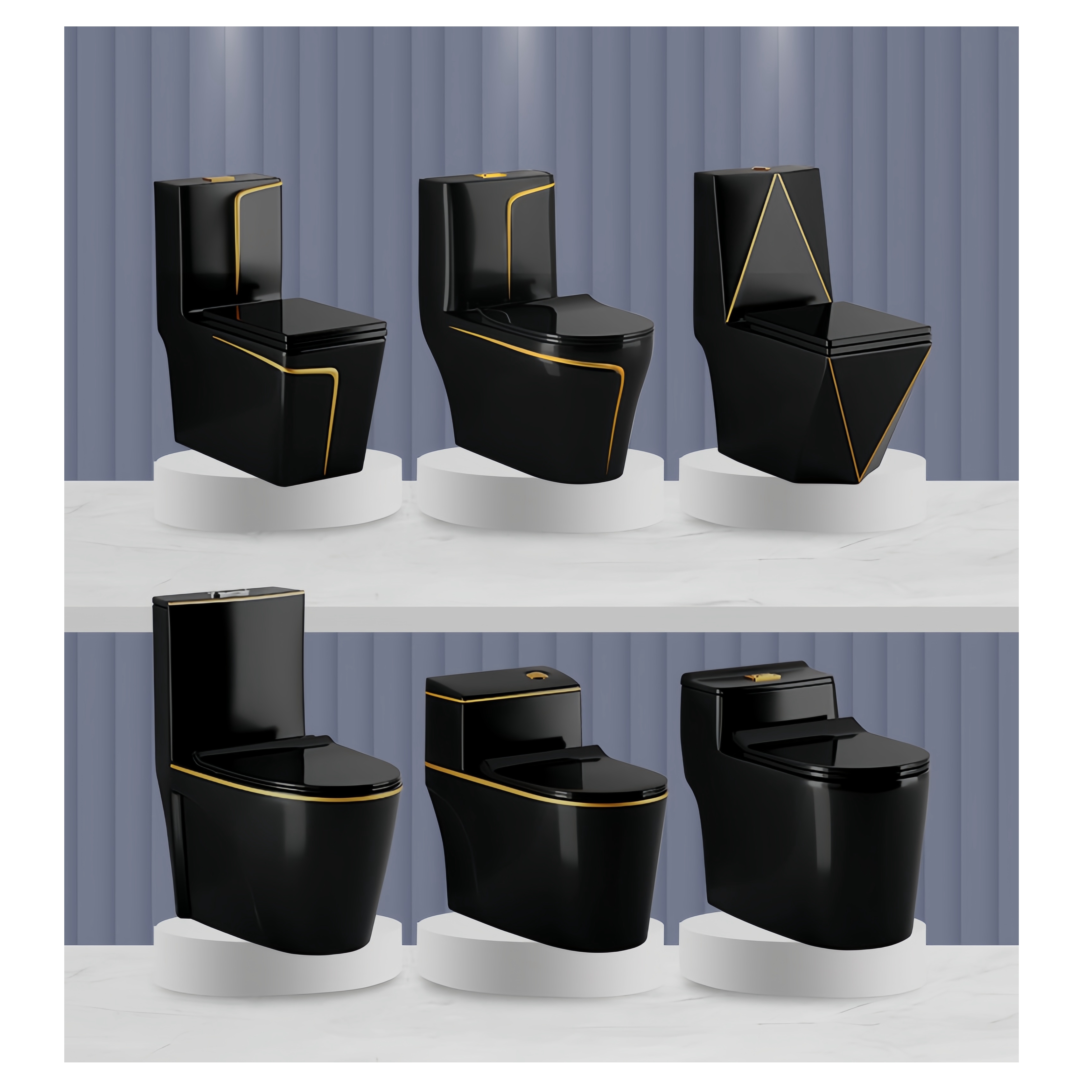 Installation Floor Mounted Dual Flushing Siphon Flush Black Ceramic One Piece Toilet