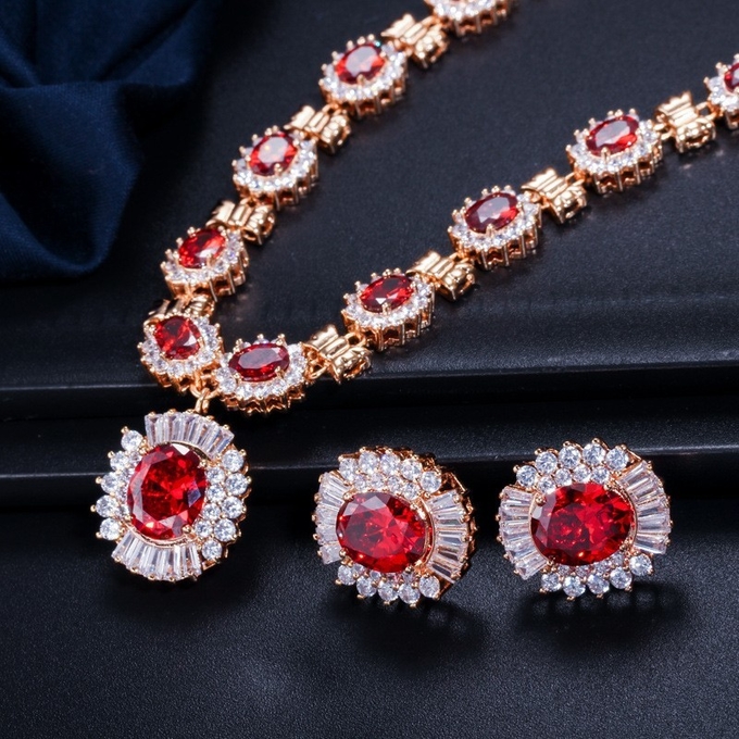CZ Pendant Necklace for Women Necklace Bracele Earring Ring Jewelry Wedding Jewelry Sets For Brides