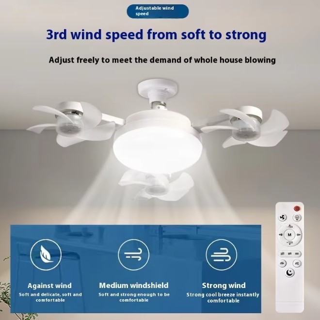 Intelligent Remote Control ABS Blade Ceiling Fan Foldable Drone Ceiling Fan 3 Blade