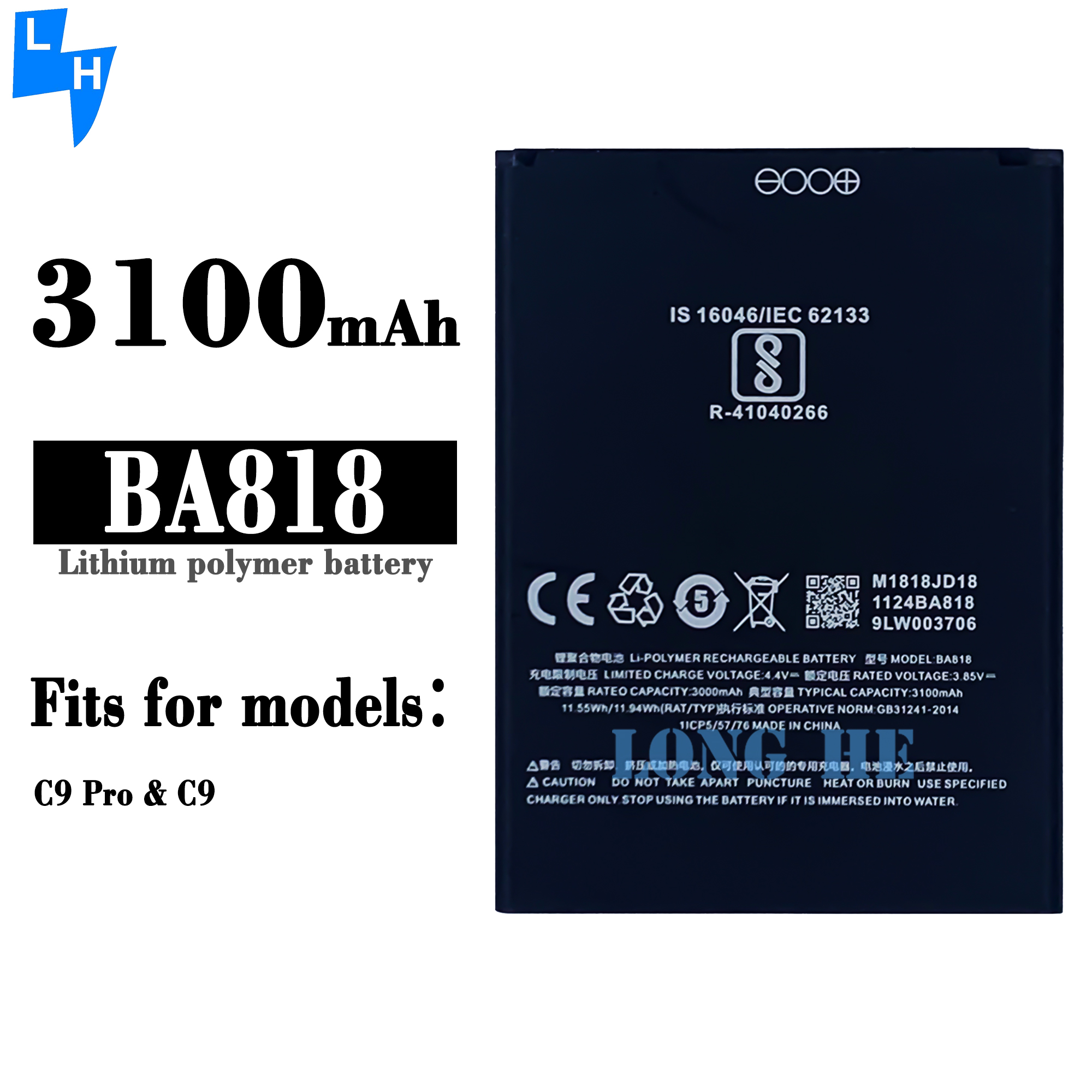 100% Compatible Capacity 3100mAh BA818 Battery for Meizu C9 Pro M819H C9 M818H Mobile Phone Batteries