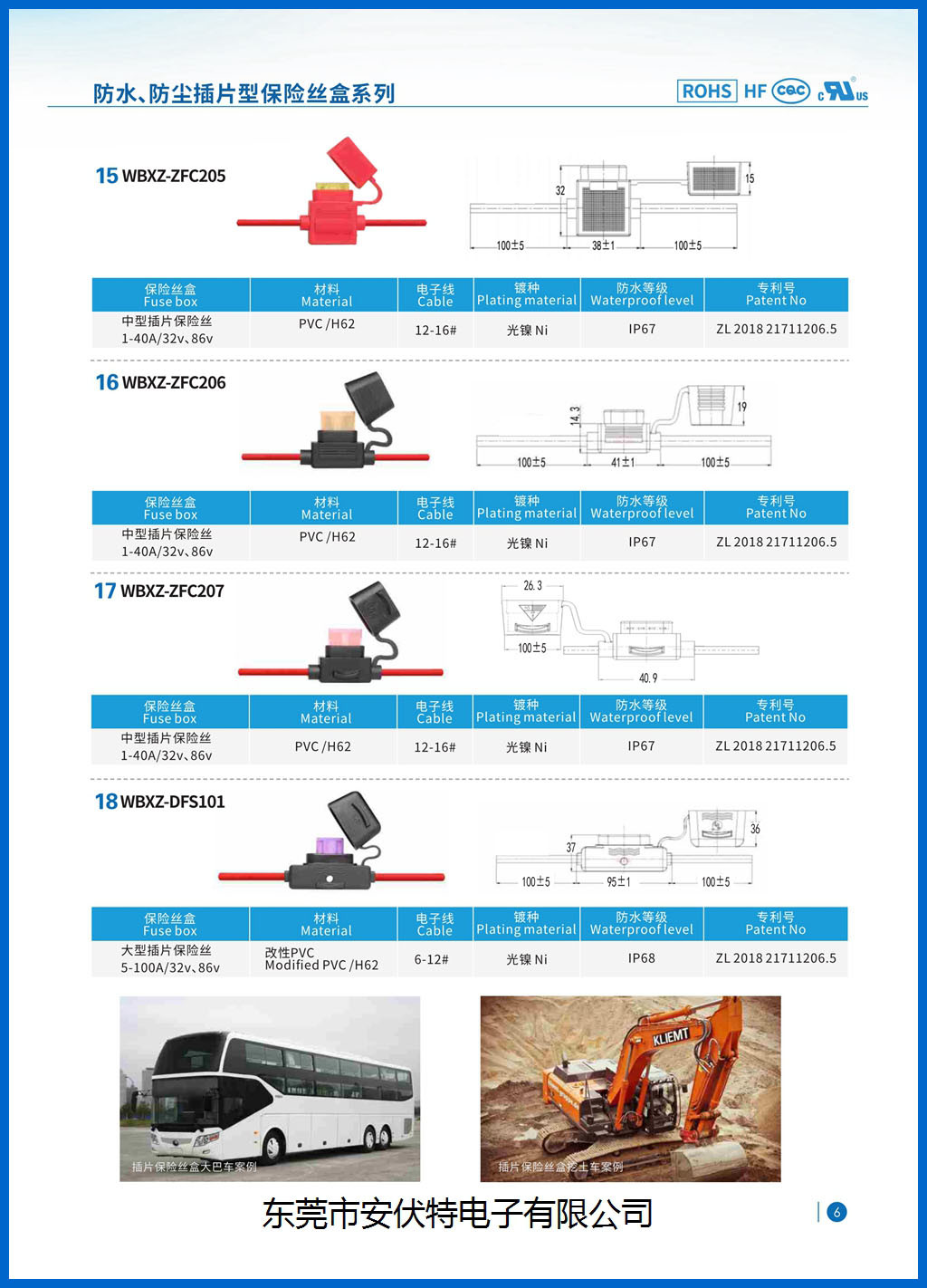 IP68 5x20mm In Line Fuse Holders 20A For Roadway Street Lighting