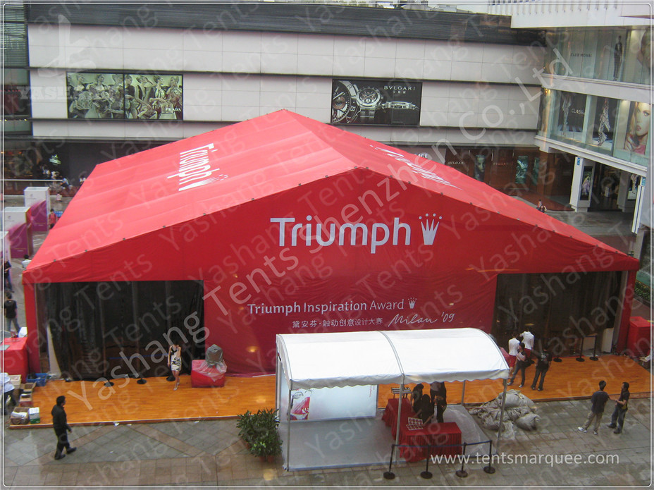 20X20M Red Fabric Cover Outside Event Tent For Exhibition , Outdoor Trade Show Tent Displays