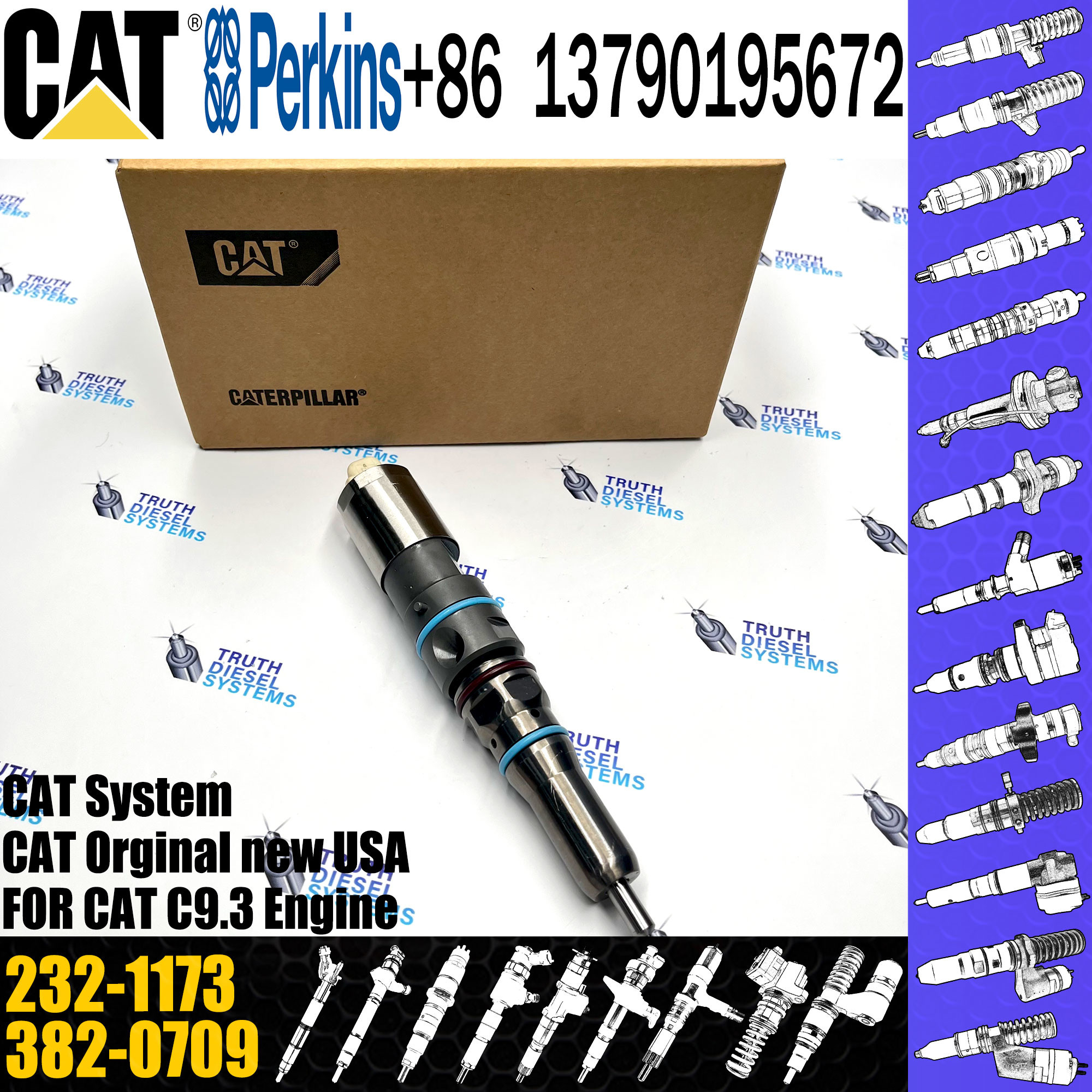 Common Rail Injector 460-8213 232-1173 382-0709 10R-1265 392-9046 for Cat C9.3 engine