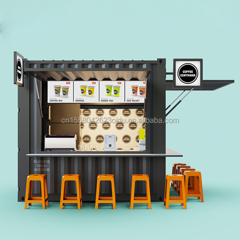 Coffee Shop Bar Street Restaurant Garden Booth 10 feet at 20ft or 40ft with 50/75/100mm Wave Sandwich Panel