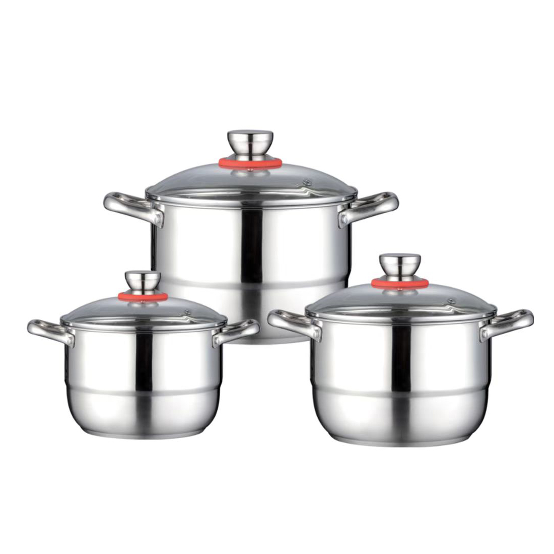 Wholesale TOP Seller Kitchen Silver 6 PCS Soup Pots Steamer Pot Deep Steaming Pot Sets For Cooking
