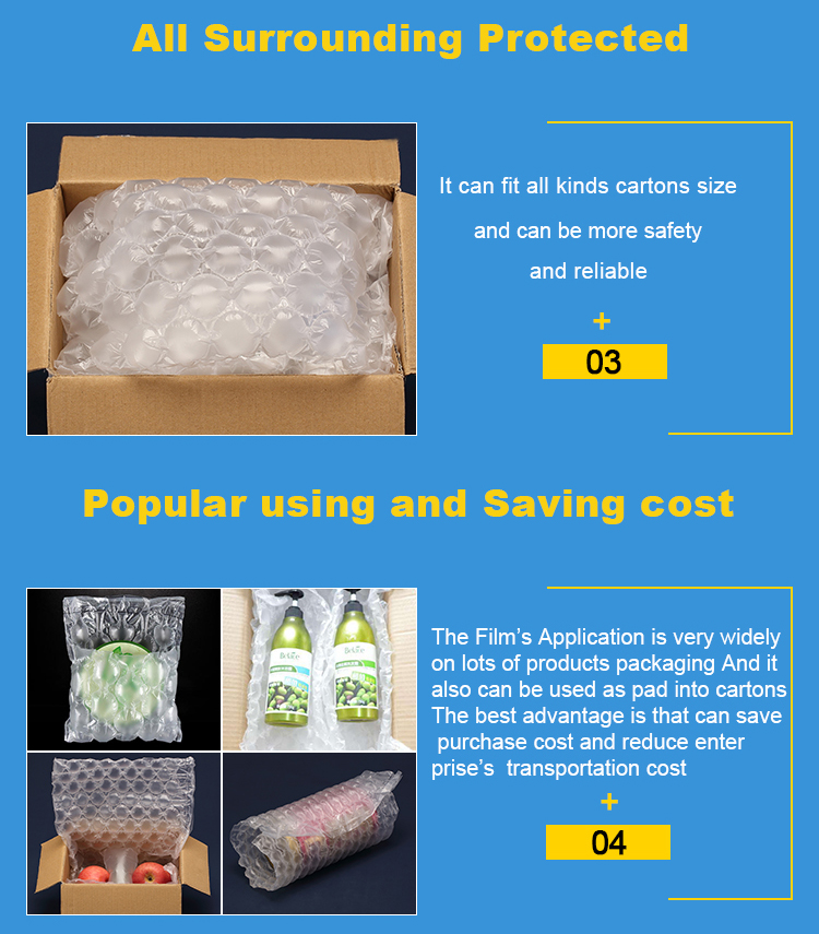 Inflatable Air Cushion Bubble Bag Strong Protection From Destructive Film Wrapping Roll