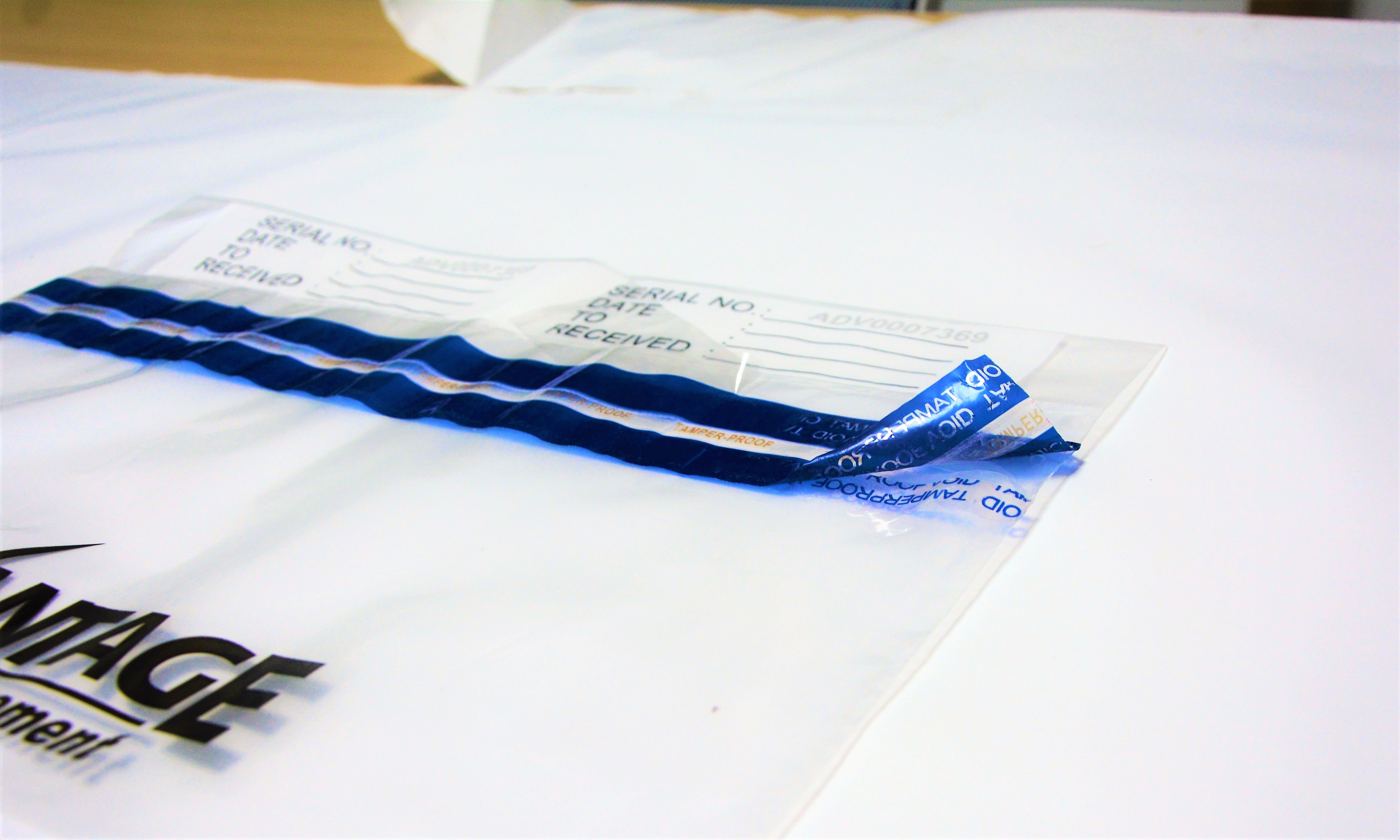 Plastic PET Permanent Tape Seal Tamper Evident Security Bags