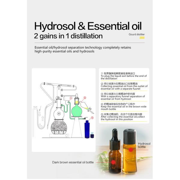 Cold Pressed Essential Oil Making Machine with Ground Shape Distillation Kit Easy to Clean and 98%-100% Guaranteed