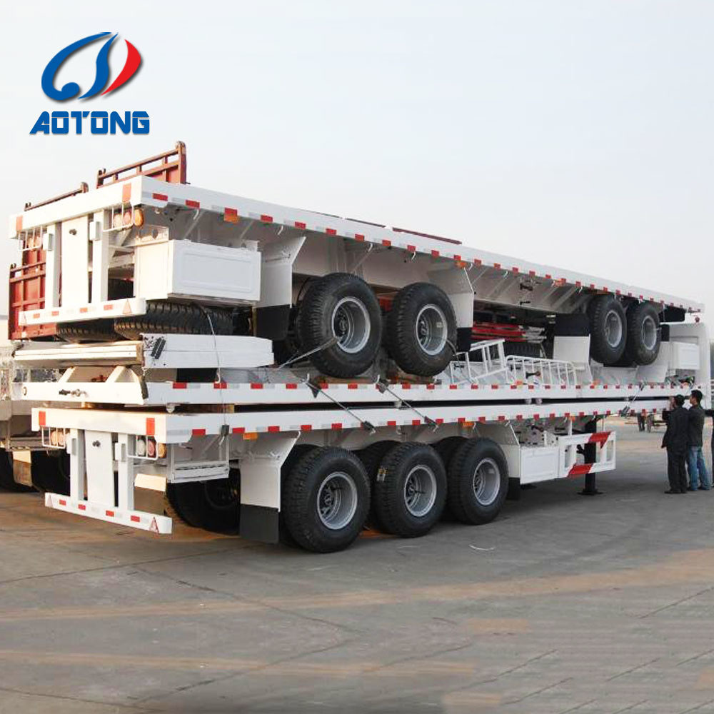 Truck Trailer 3 axles flatbed semi-trailer platform 40ft 48ft for container transport