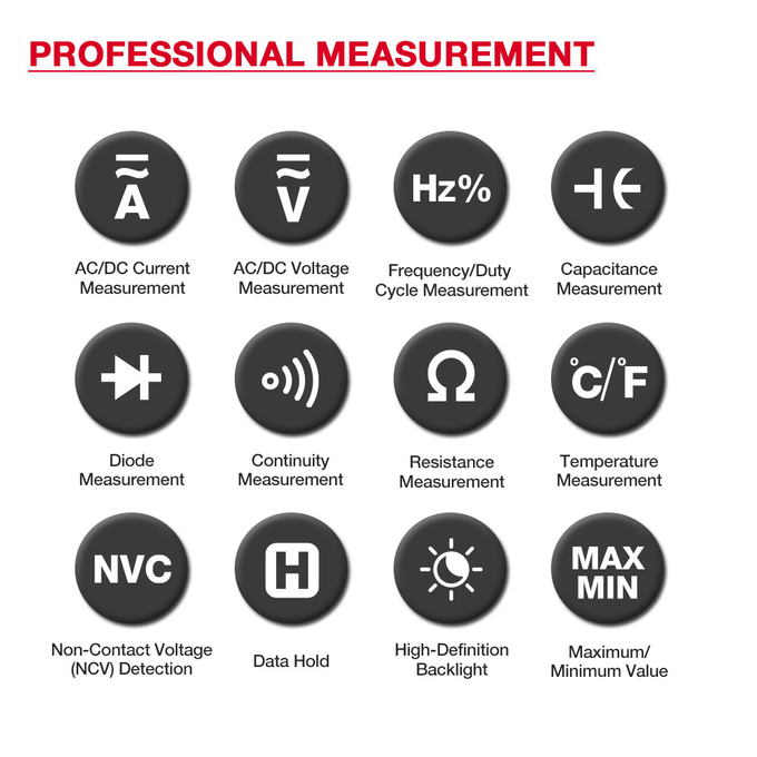 HT207 AC DC Digital Clamp Meter Multimeter Pinza Amperimetrica True RMSTrue RMS NCV Voltage Inrush Current Tester