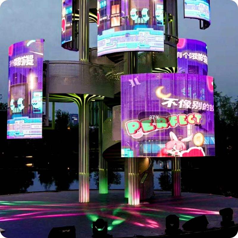 See Through Outdoor LED Grille Screen Full Color High Bright 6500cd/sqm