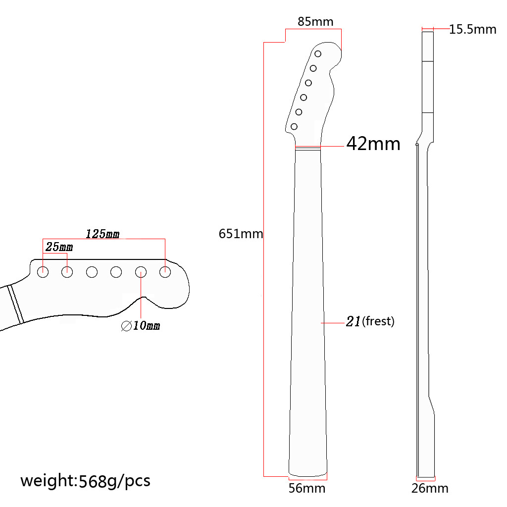 21-Fret Electric Guitar Neck Canada Maple Wood for Fender Telecaster Neck Fingerboard Abalone Shell Position Markers