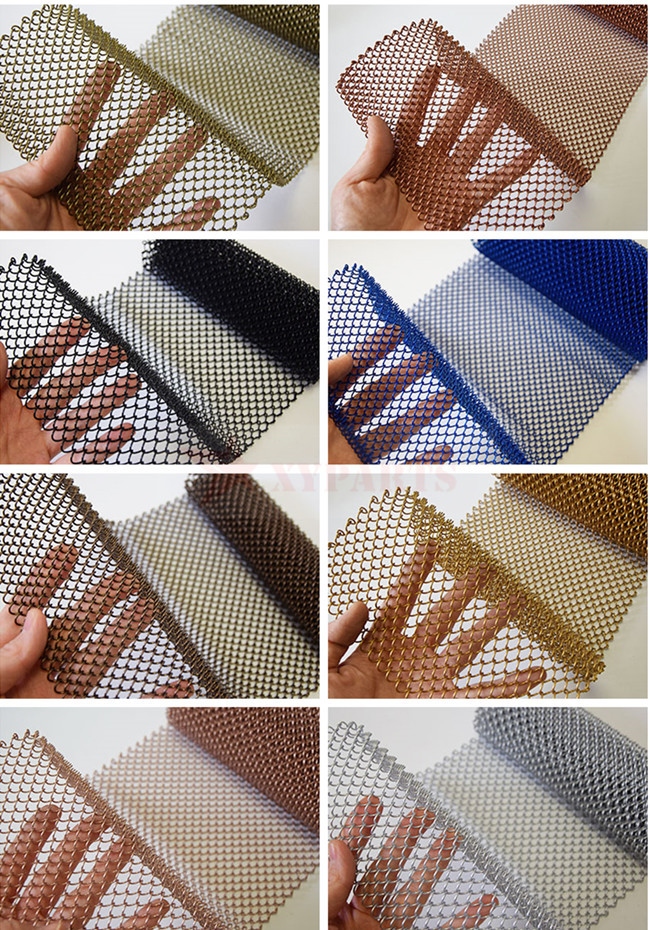 Aluminium Chain Link Metal Mesh Curtain Copper Color For Hotel Decoration
