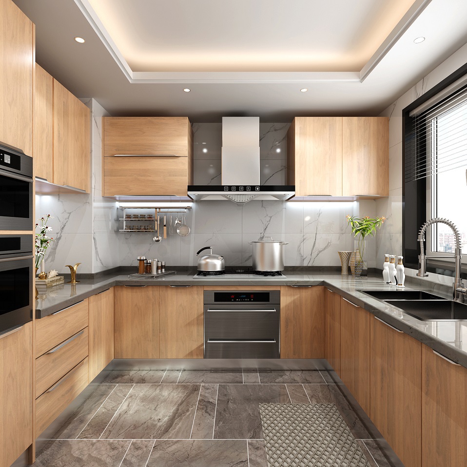 Complete Kitchen Cabinets Sets with Waterproof Fireproof Advantage and Customization