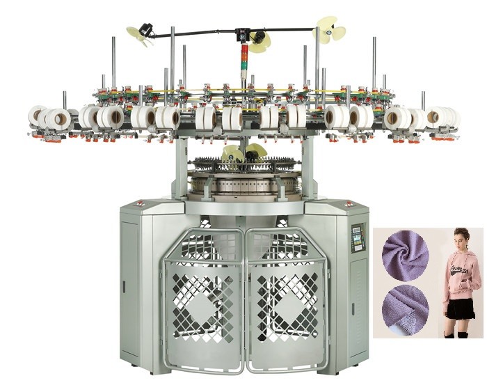 3 Thread 5.5KW Fleece Knitting Machine Single Jersey Gauge 24G