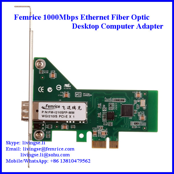 Femrice 1000Mbps Ethernet Single Port Desktop Computer Network Card/Adapter, FMI210-SFP