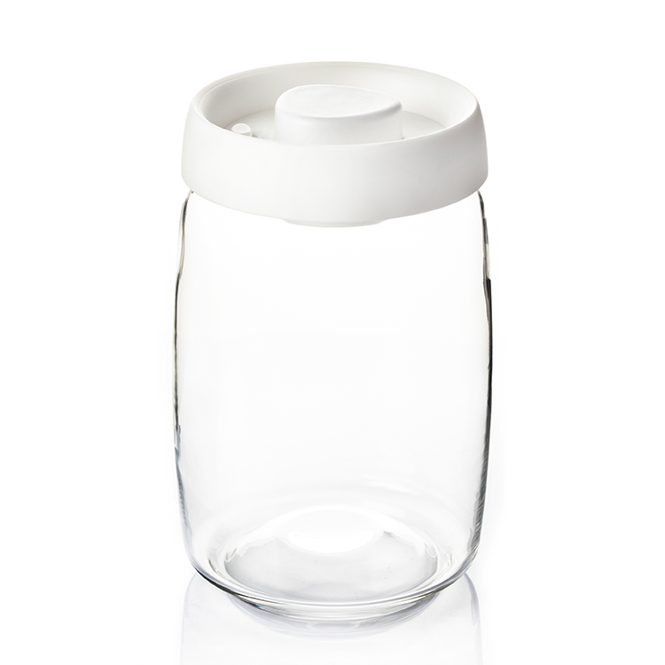 Wholesale Vacuum Jar Food Storage Canister Transparent Borosilicate Glass With Color Lid
