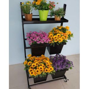 Mobile Flower Display 100kg Loading Capacity With Vases And Shelf