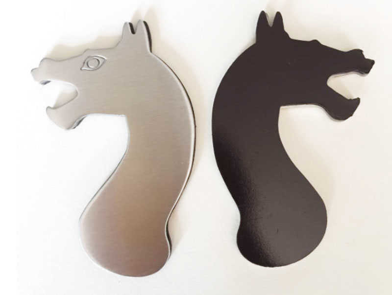 Custom innovative kitchen tool blank laser etch stainless steel horse shape beer bottle opener fridge magnet