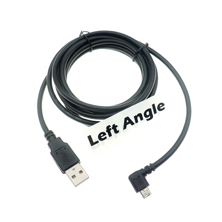 Customized 1m 2m 3m 5m 90 Degree Left Angle Micro B 5p to USB A Male Cable