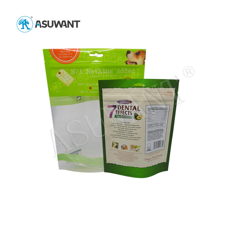 Resealable Zipper Stand Up Pouch Mylar Pet Food Packaging Bag With One Side Window