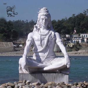  BLVE White Marble Life Size Lord Shiva Garden Statues Stone Sculpture Hindu God Large Outdoor Religious Manufactures