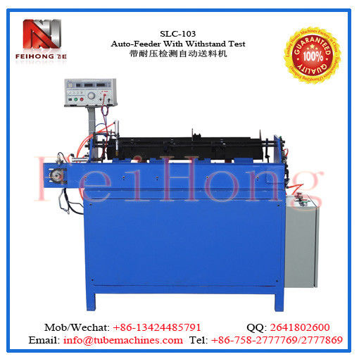 Feeding and testing machine for heating elements