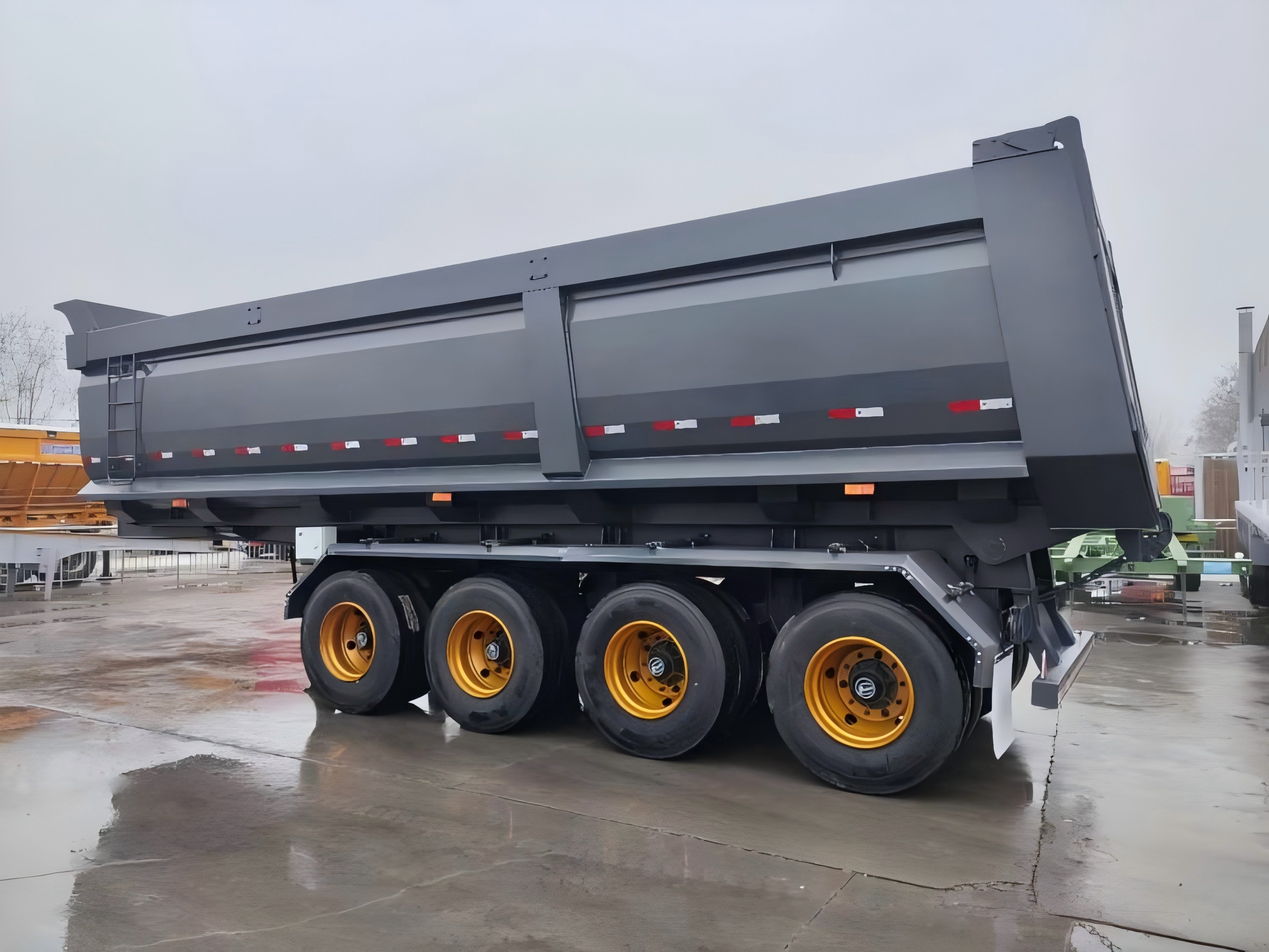 4 Axle 60 ton transport coal ore sand bauxite manganese marble rock steel building material end dump back Tipper Semi Trailer