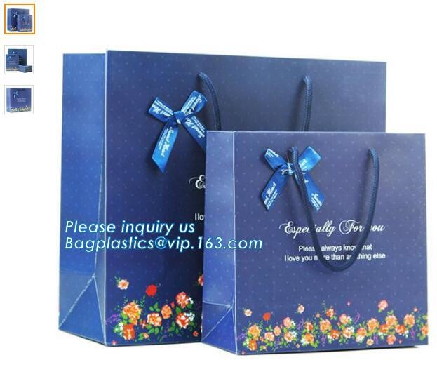 Luxury paper bags with handles Different Sizes,250gsm art paper shopping carrier bag custom printing with handle rope