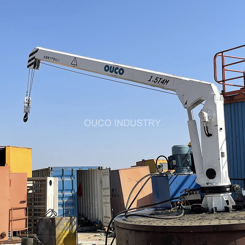 1.5T4M Small Ship Deck Cranes Lifting Hydraulic Boom Yacht