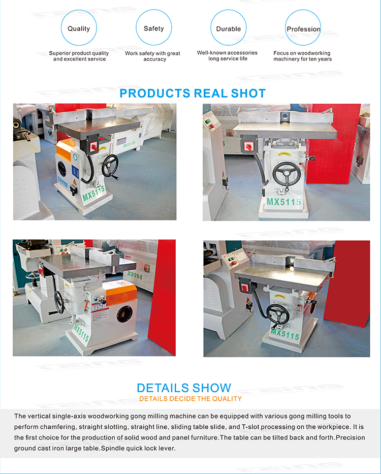 High Speed Vertical Woodworking Milling Router Machine MX5115 with 900mm Y Axis Travel