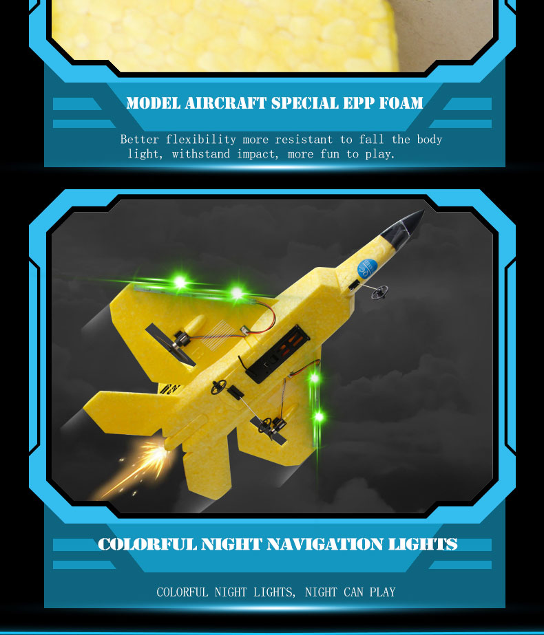 Experience the Excitement of Fx622 F22 Raptor Fighter Jet 2.4G 2CH EPP RC Airplane with LED Lights Age Range 5-7 Years