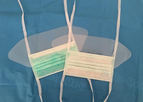 Labortary Anti Fog Face Mask With Eye Shield , Tie On Adult Face Mask Green /