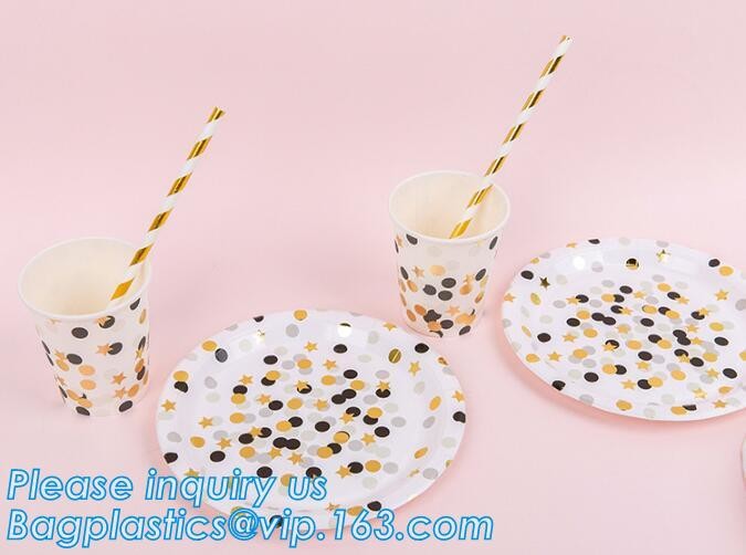 Party supplies, custom printing table rose gold paper biodegradable dinner disposable plate,Compostable Eco Friendly Env