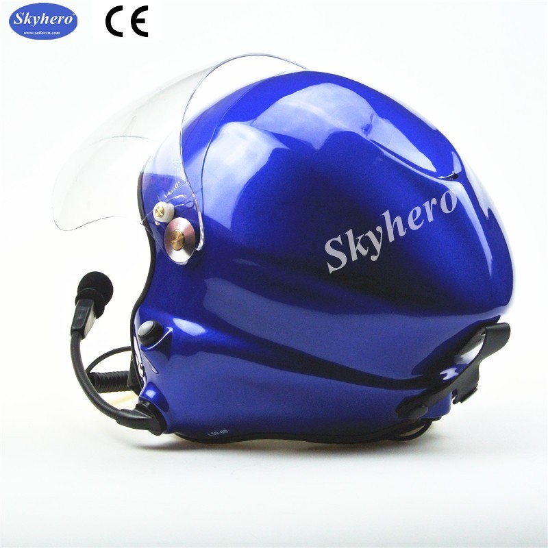 Noise cancel Paramotor helmet Blue with headset blue Open face PPG helmet two side PTT control blue red black