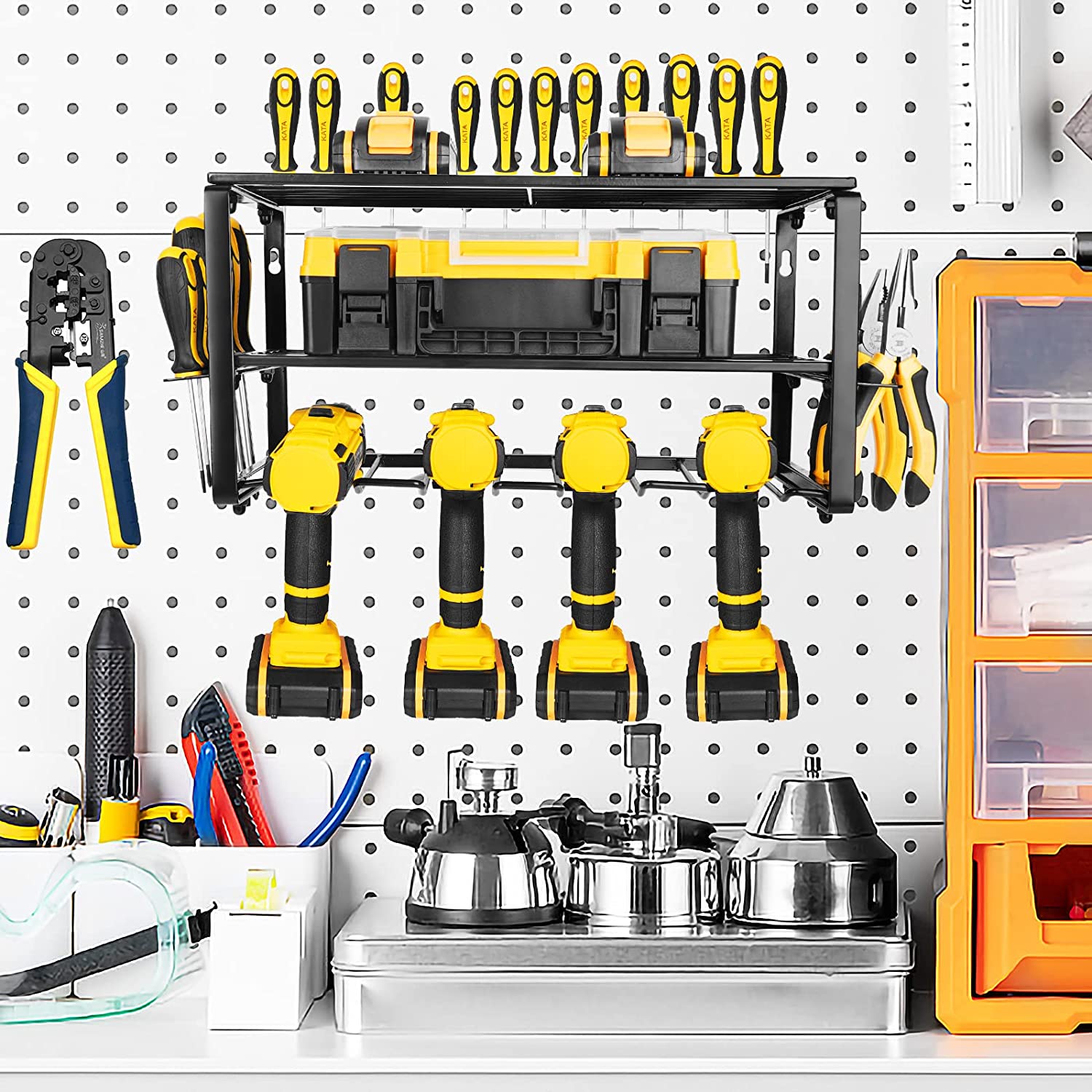 Wall Mount Electrician Tool Rack for Cordless Drill Classification Non-folding Rack